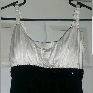 Black and White Asymmetric, spaghetti strap dress